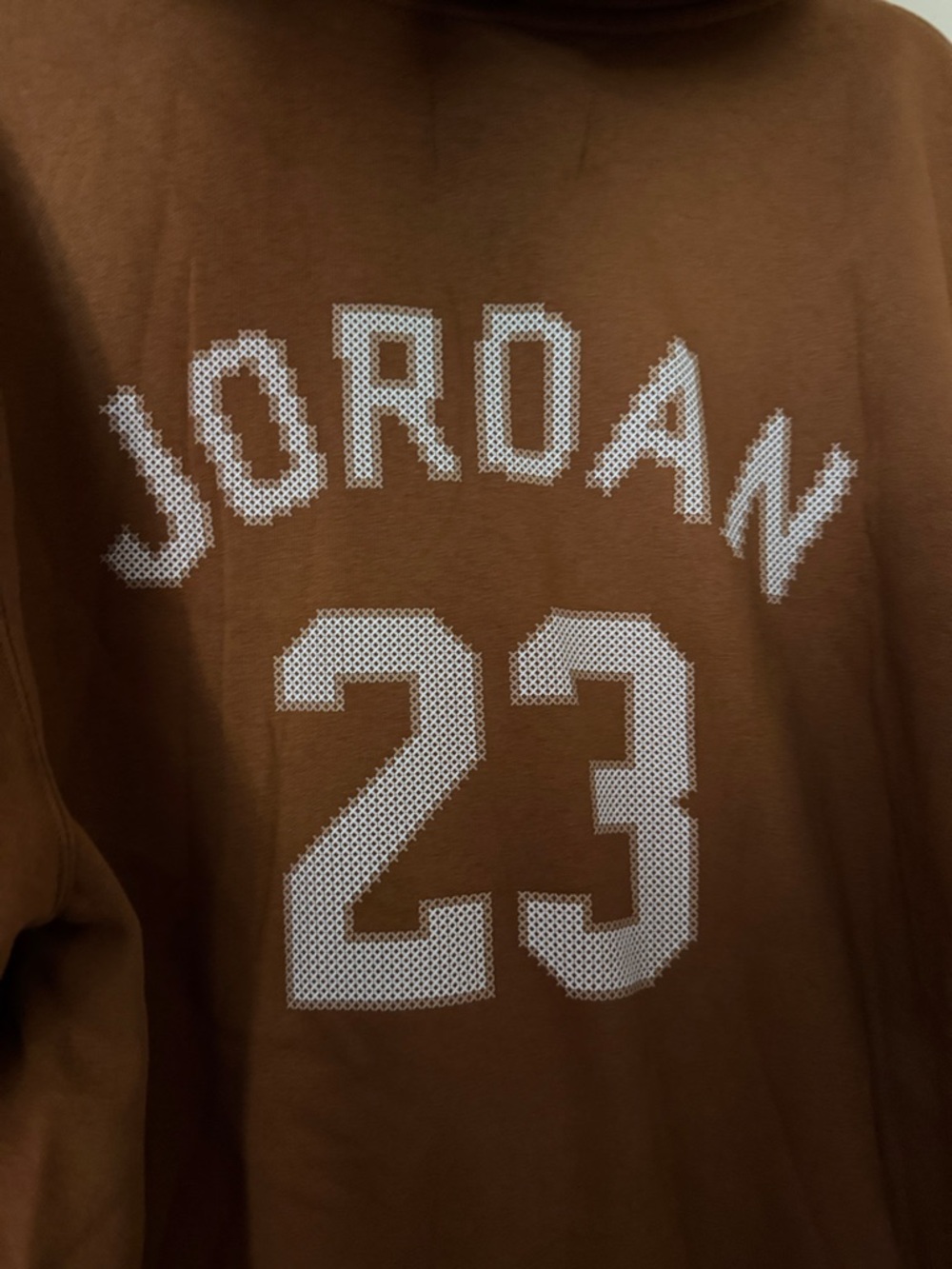 Jordan Men's Crewneck Hoodie in Brown with White Jumpman - Picture 7 of 7
